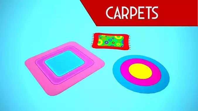CARPETS MINI PACK 01-03 CARTOON STYLIZED 3D Model Collection
