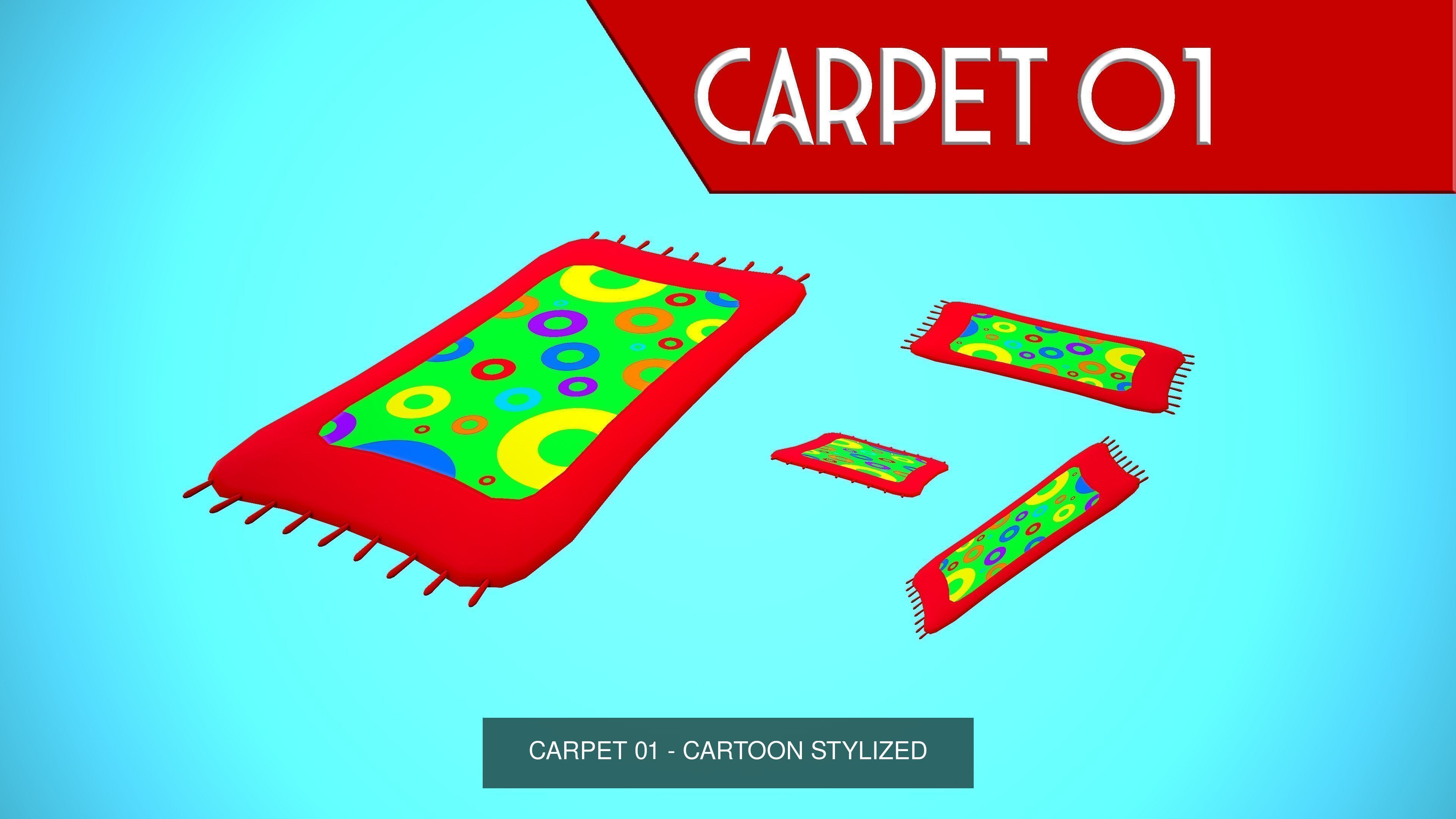 CARPETS MINI PACK 01-03 CARTOON STYLIZED 3D Model Collection_5
