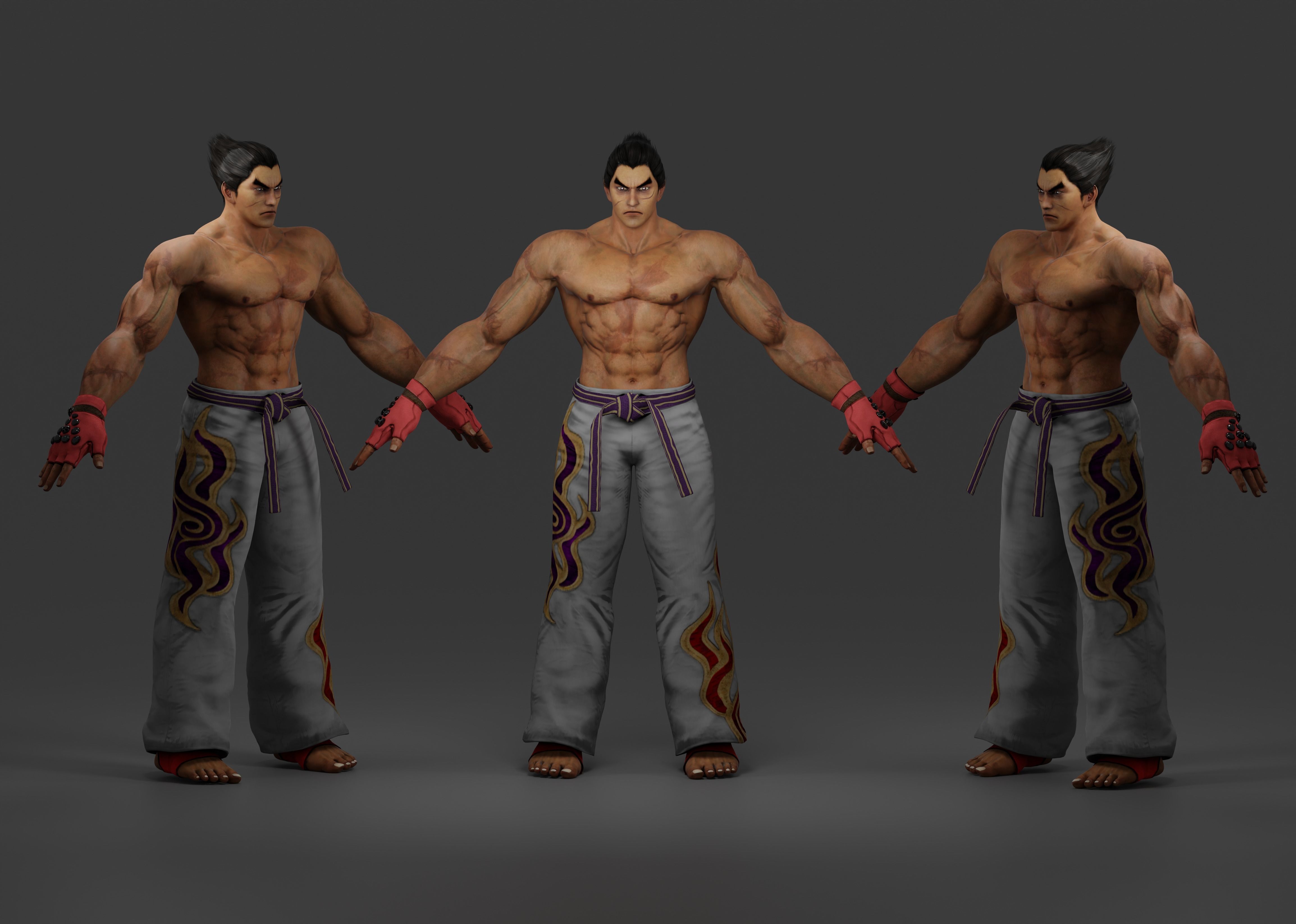  Realistic Fully Rigged Kazuya Mishima 3D Character Model 3D model_1