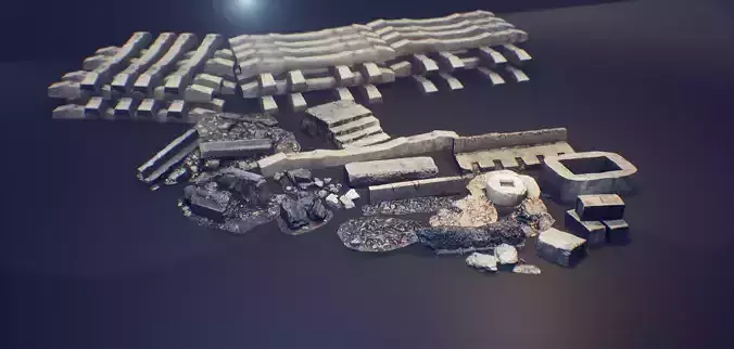 PhotoScan Pack Debris Rublle Low-poly 3D model