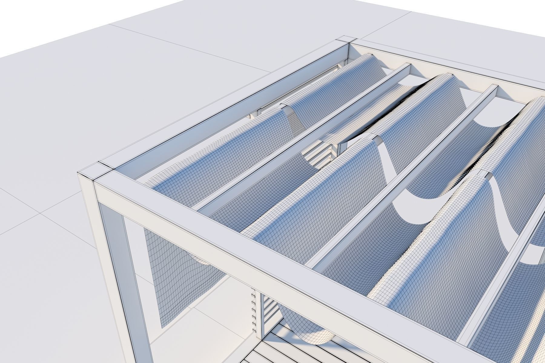 Pergola With Patio Cover And Curtains 3D model_7