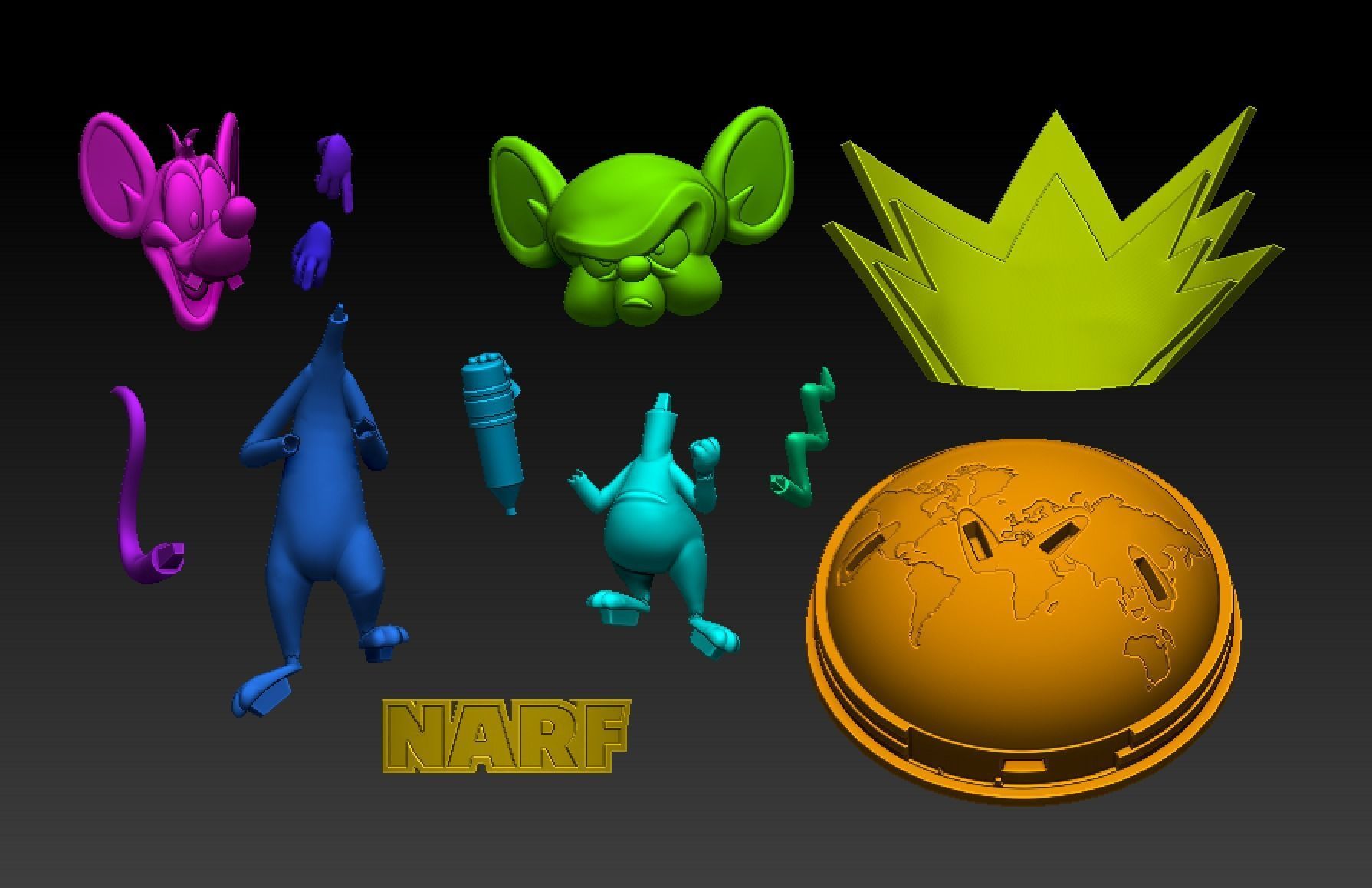 Pinky and the brain 3D print model_3