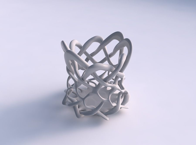 Bowl cylindrical with interlacing lattice streched top