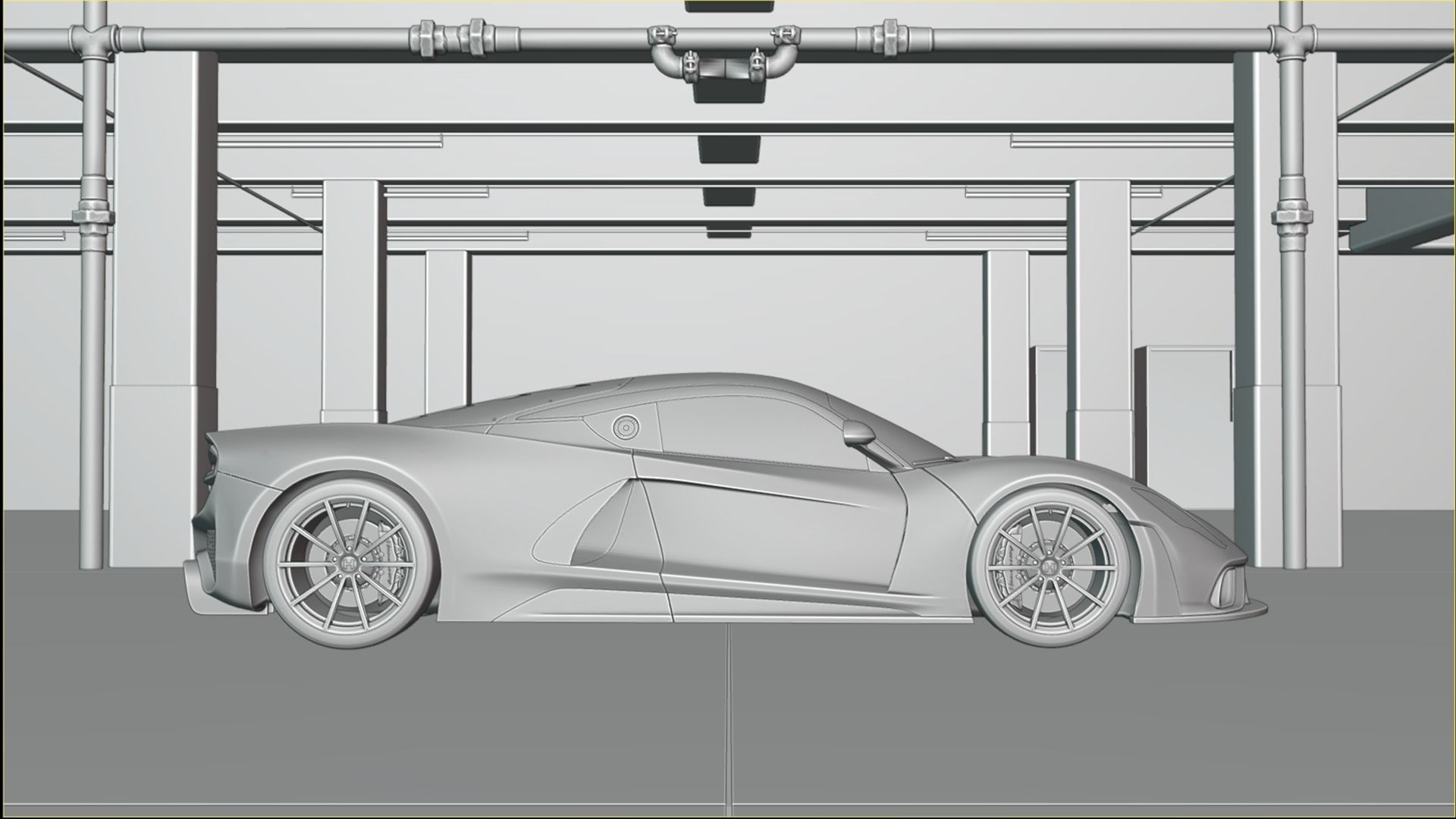Realistic Parking Lot Low-poly 3D model_10