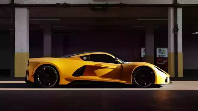 Realistic Parking Lot Low-poly 3D model