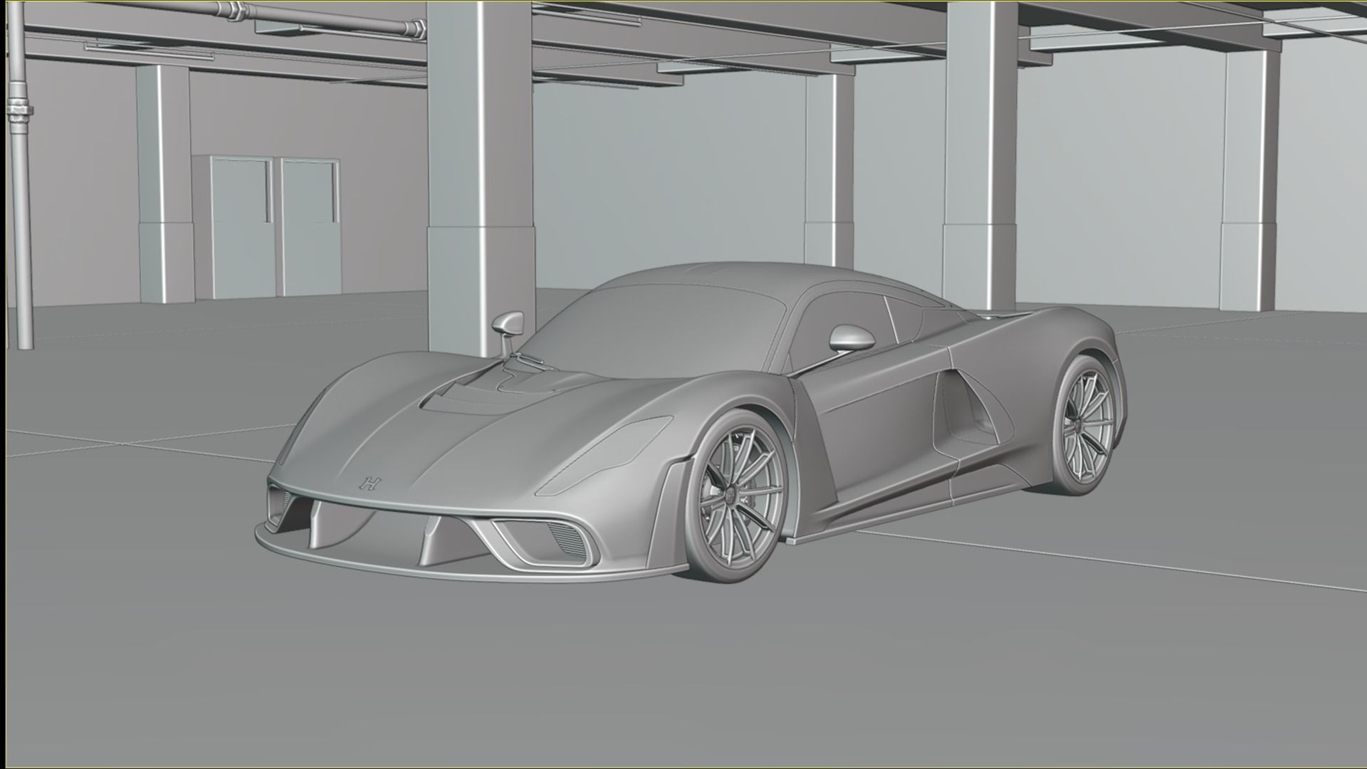 Realistic Parking Lot Low-poly 3D model_8