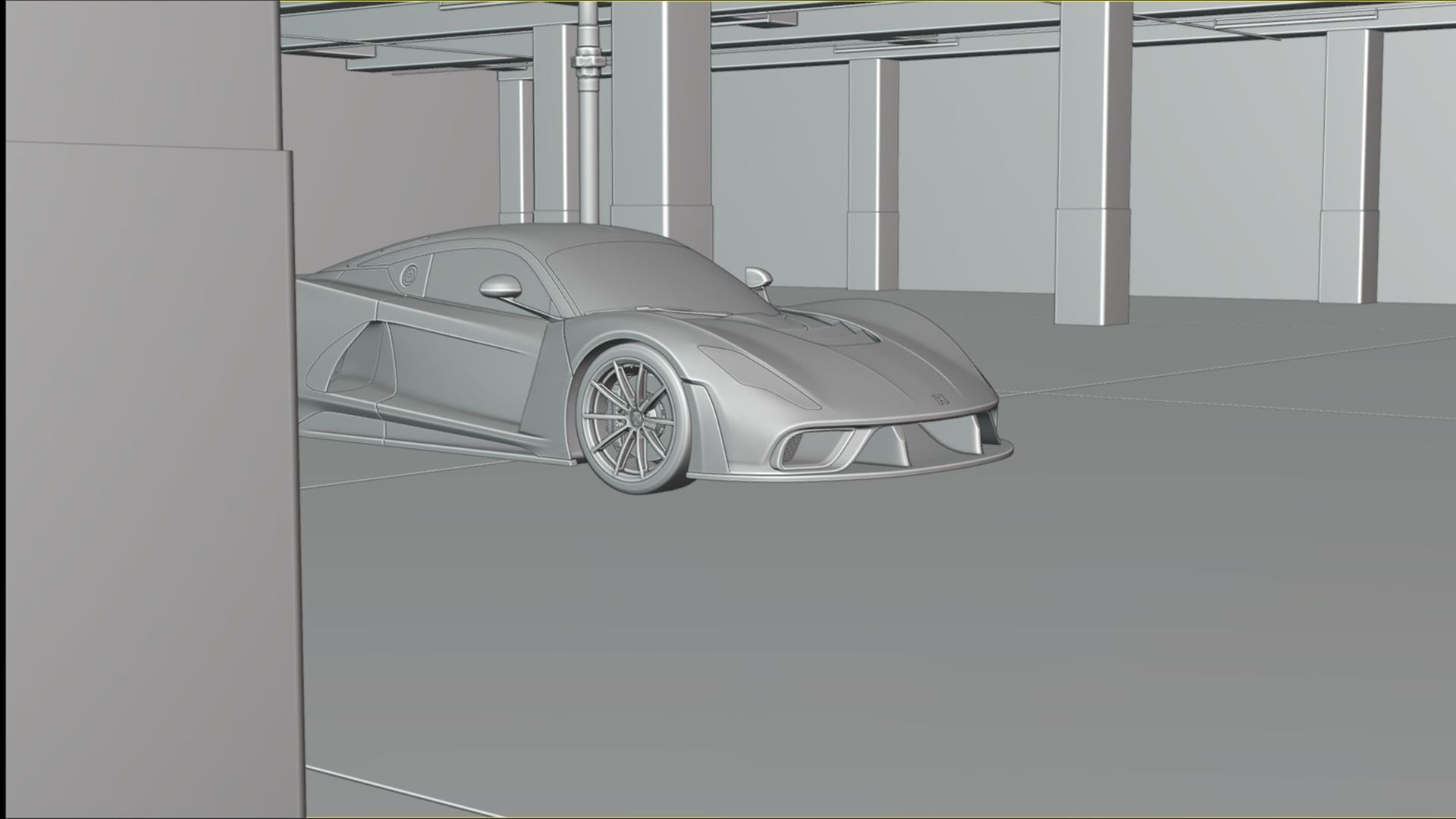 Realistic Parking Lot Low-poly 3D model_9