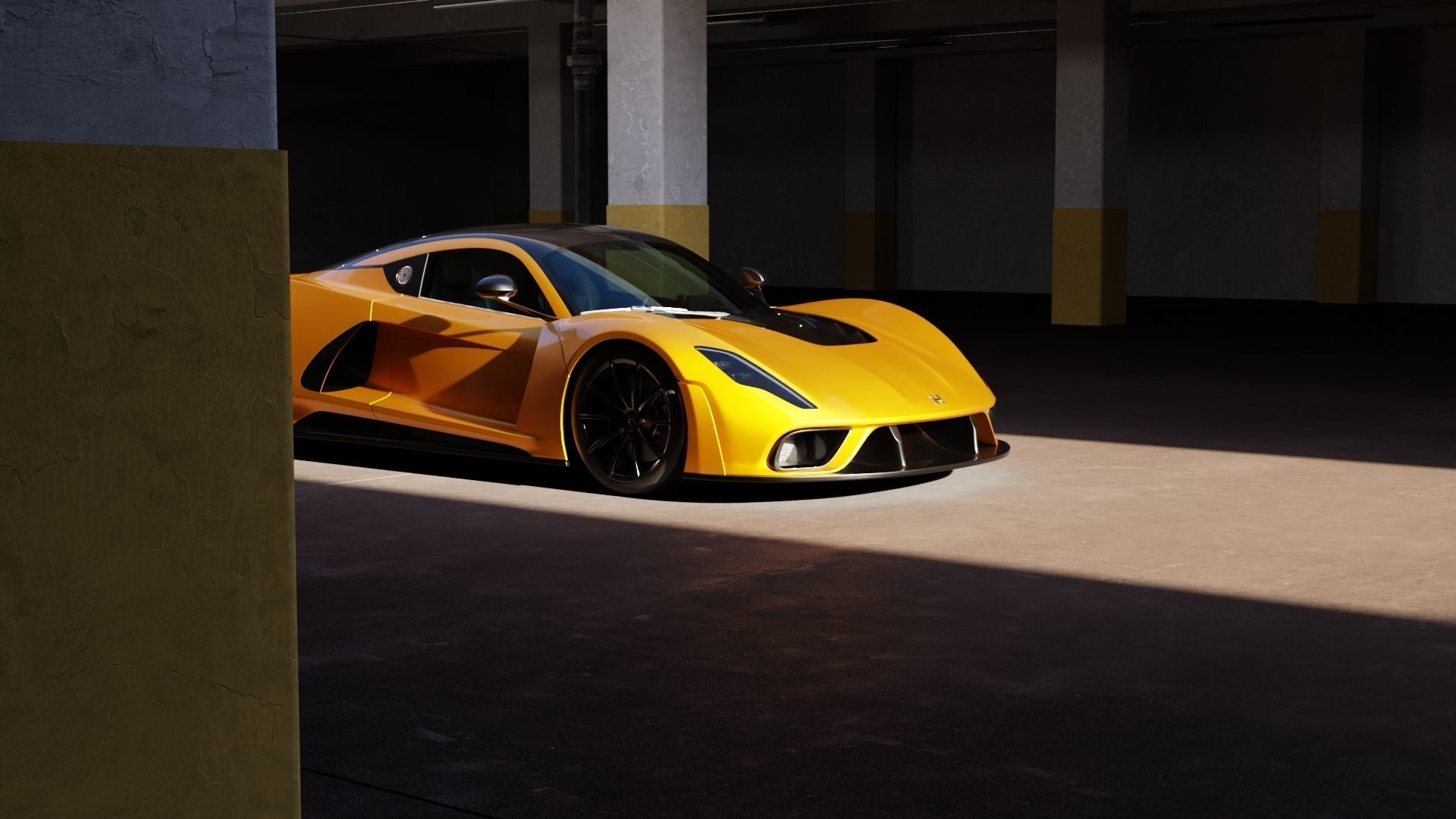 Realistic Parking Lot Low-poly 3D model_2