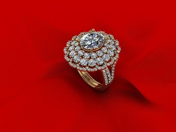 Side Stone Engagement Ring R6 3D print model