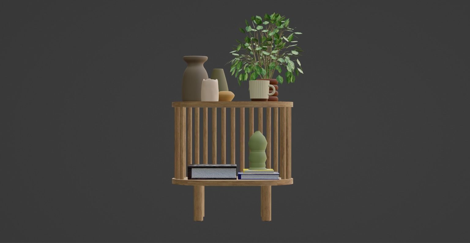 Bamboo Bedside Table Connery  3D model_5