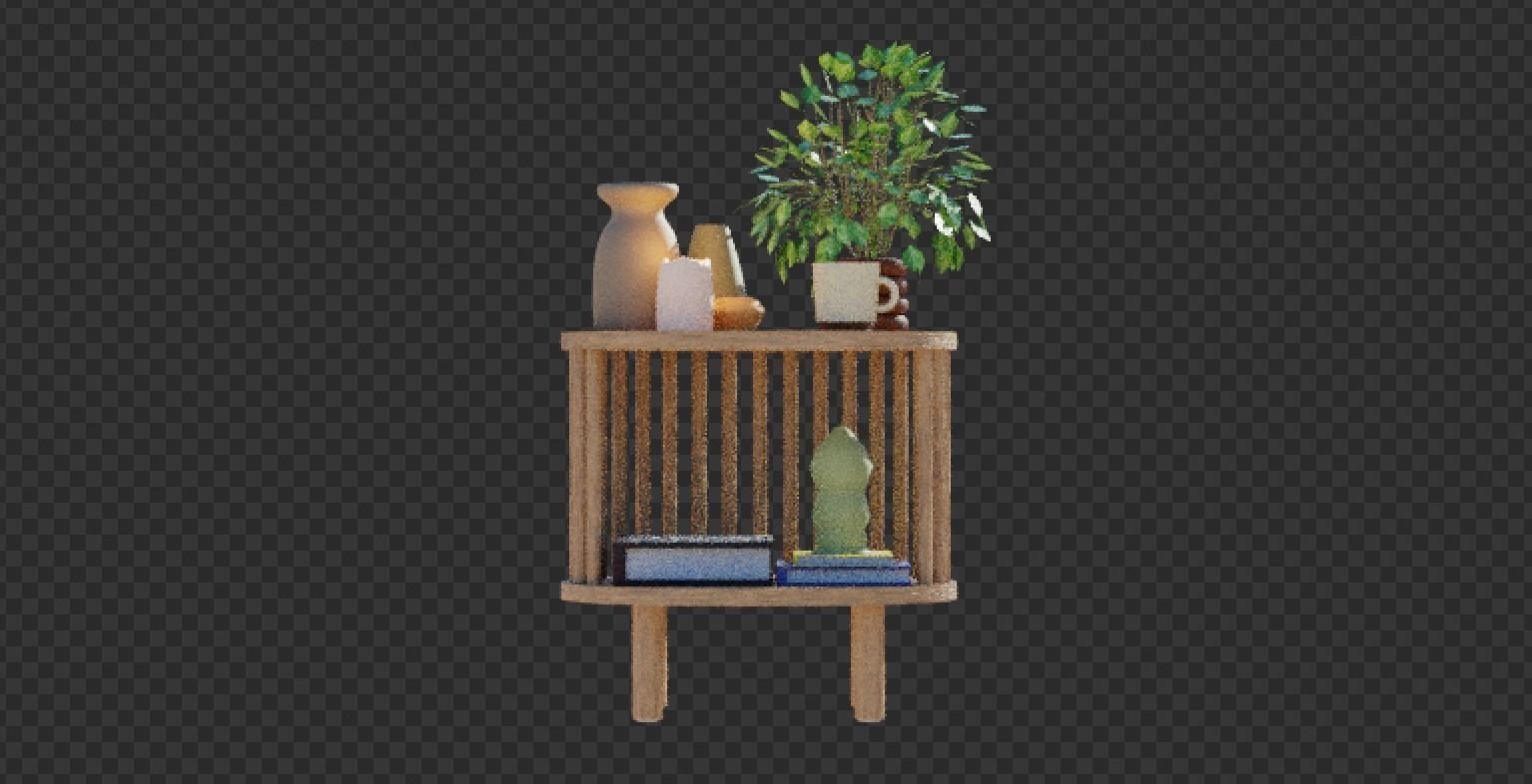 Bamboo Bedside Table Connery  3D model_4