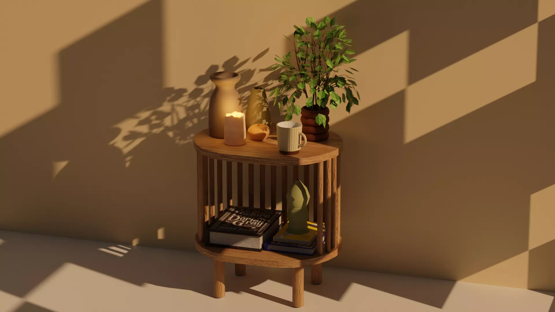 Bamboo Bedside Table Connery  3D model_0