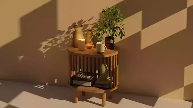 Bamboo Bedside Table Connery  3D model