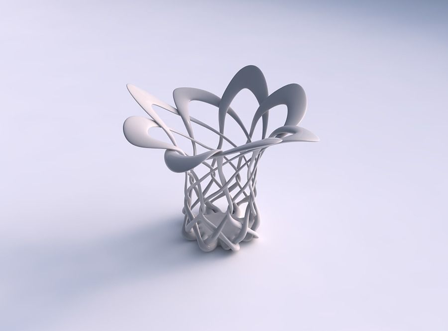 Bowl cylindrical with interlacing fine lattice streched and w... 3D print model_0