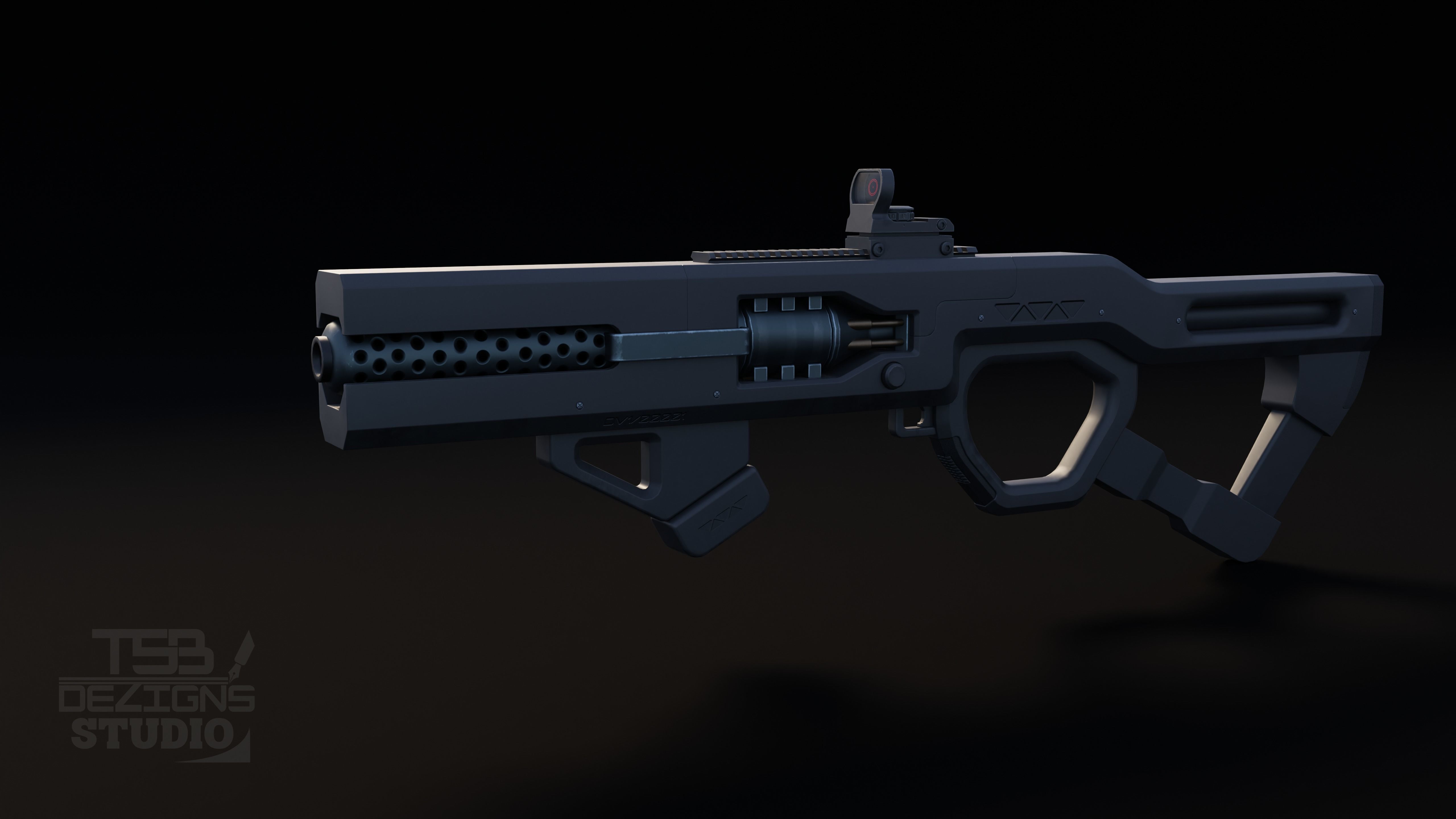 Sci-Fi Energy Gun Low-poly 3D model_3