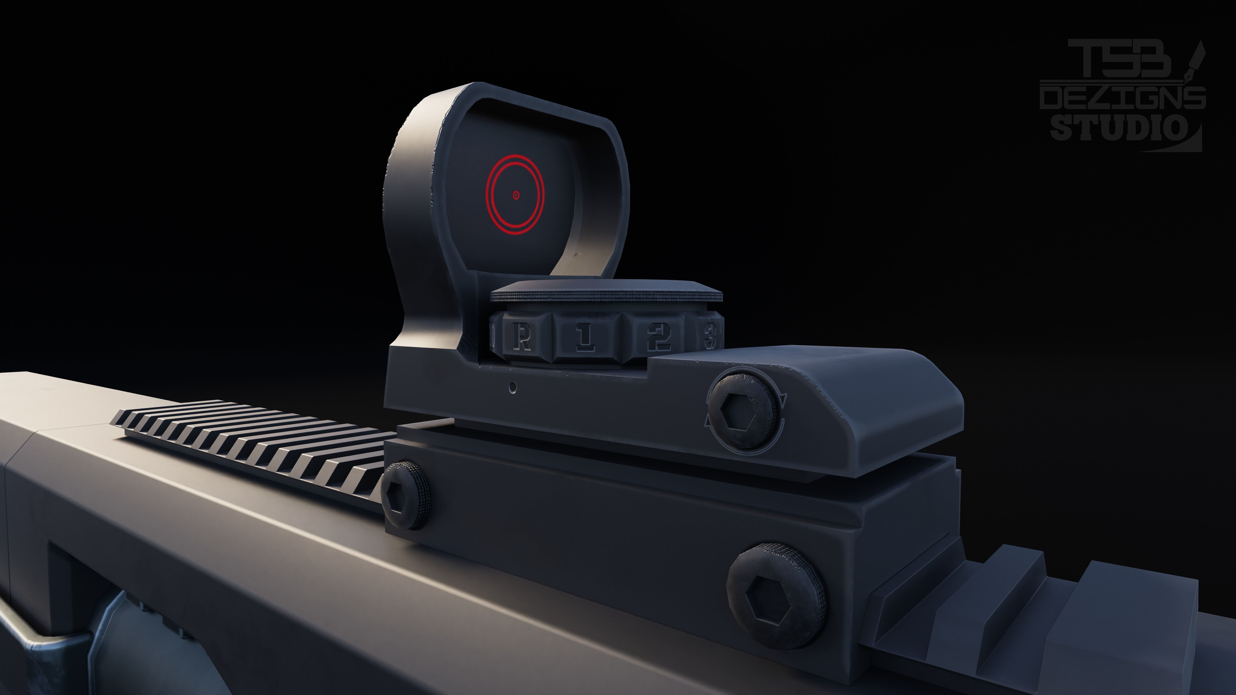 Sci-Fi Energy Gun Low-poly 3D model_5