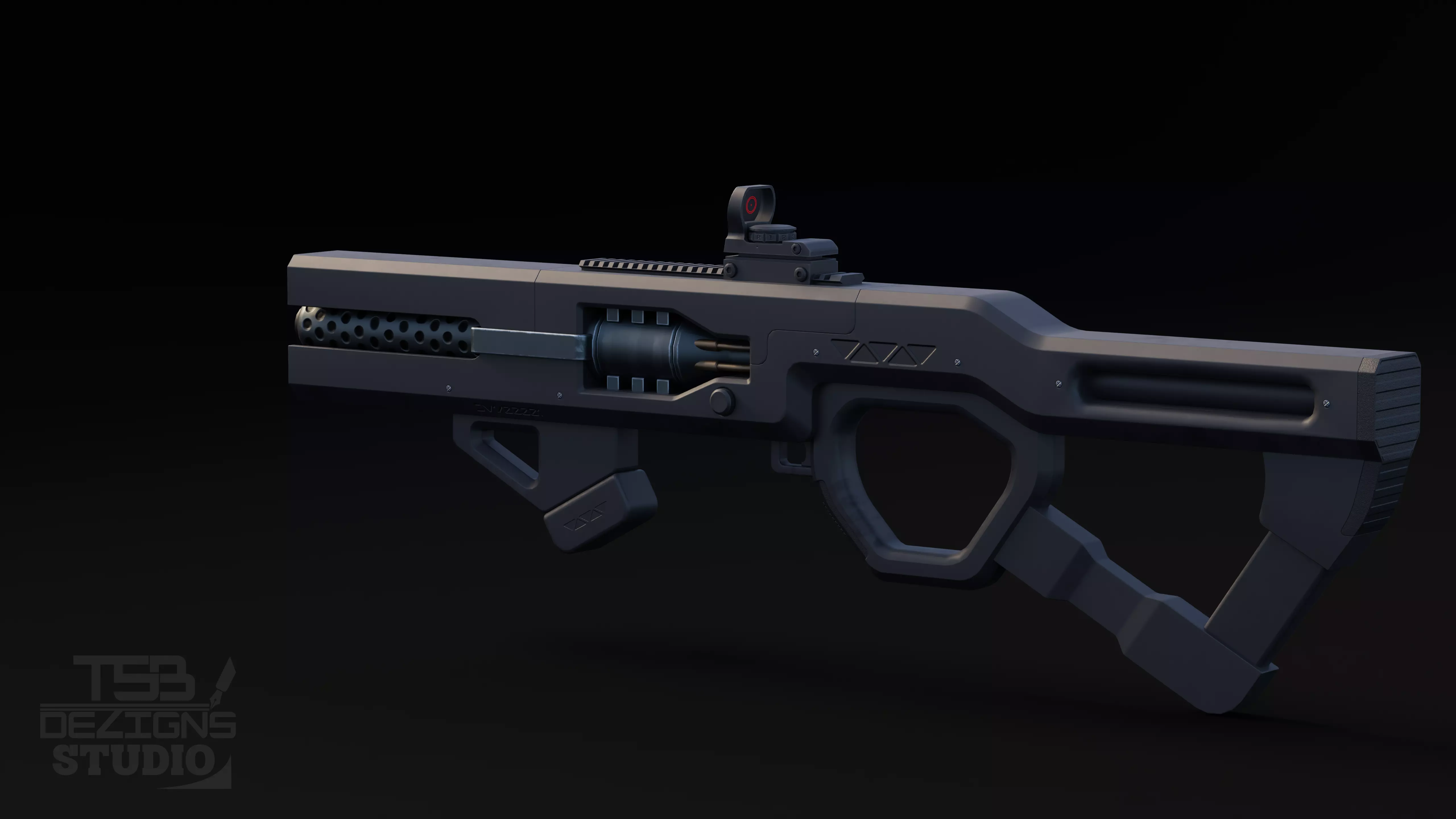 Sci-Fi Energy Gun Low-poly 3D model_0