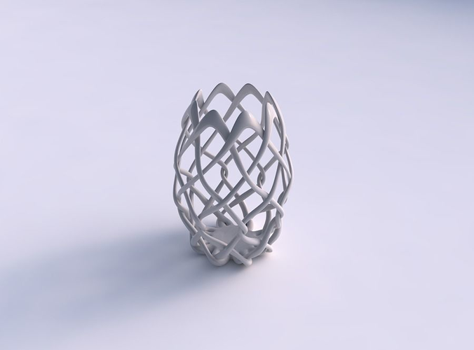 Bowl cylindrical with interlacing fine lattice long neck