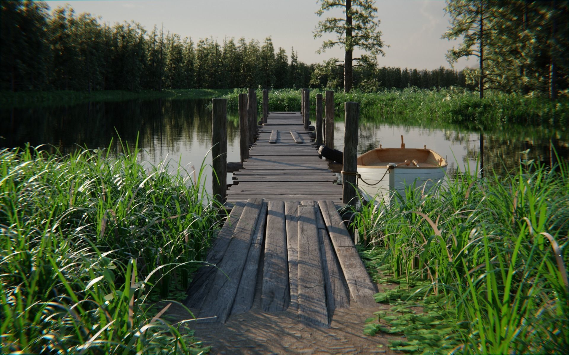 Forest Lake 3d Scene 3D model_6