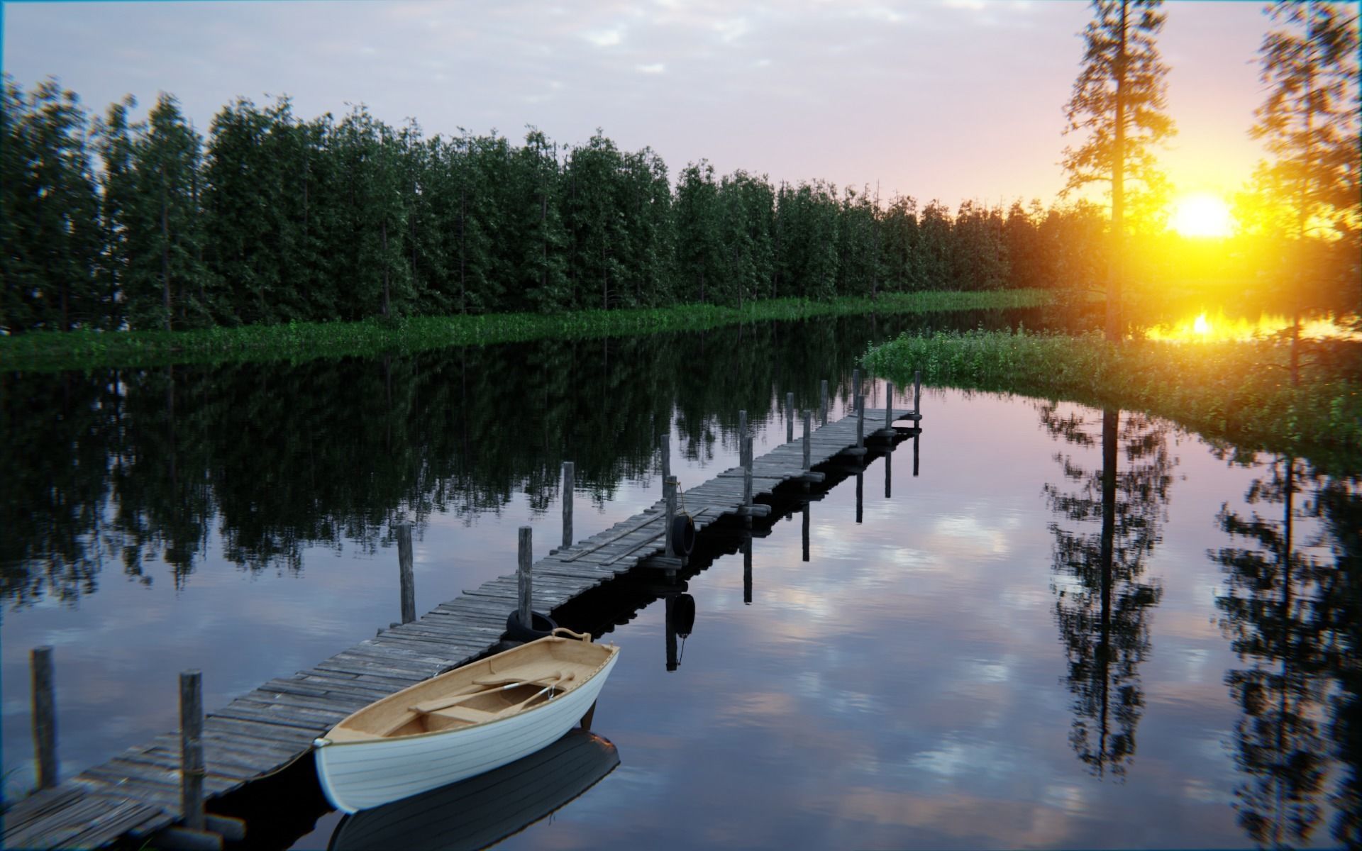 Forest Lake 3d Scene 3D model_4