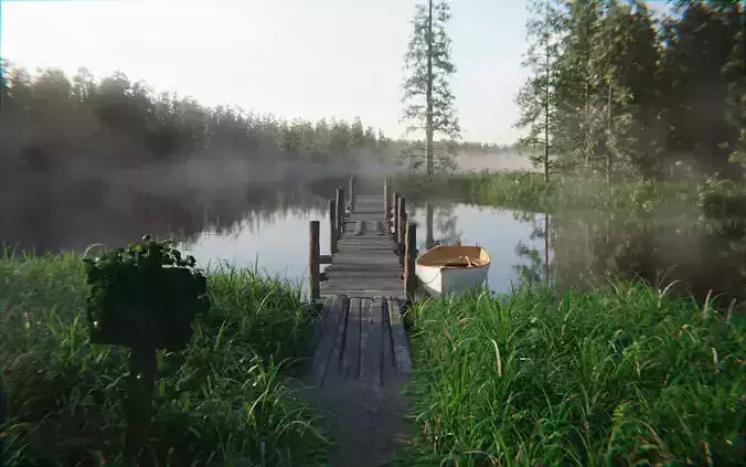 Forest Lake 3d Scene 3D model