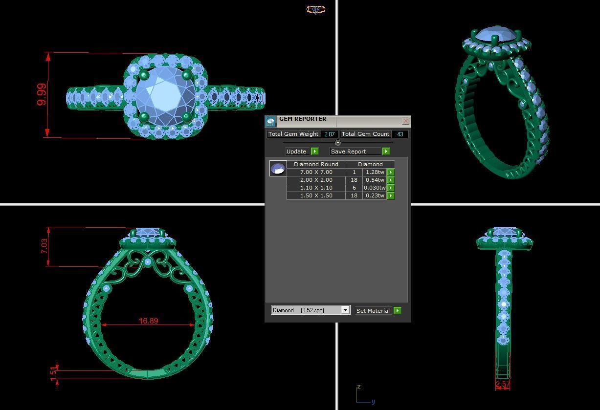Halo Diamond Ring R4 3D print model_1