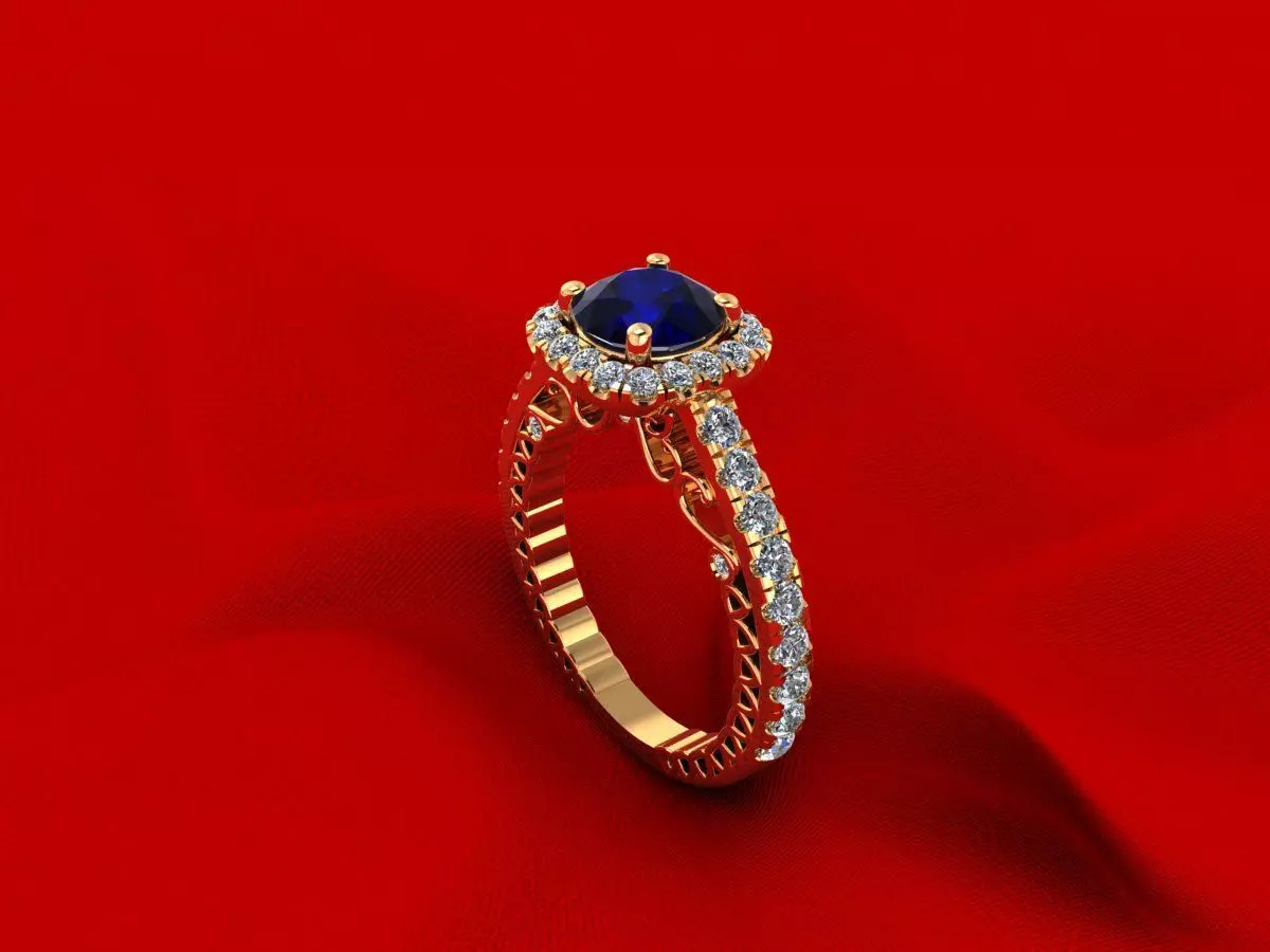 Halo Diamond Ring R4 3D print model_0