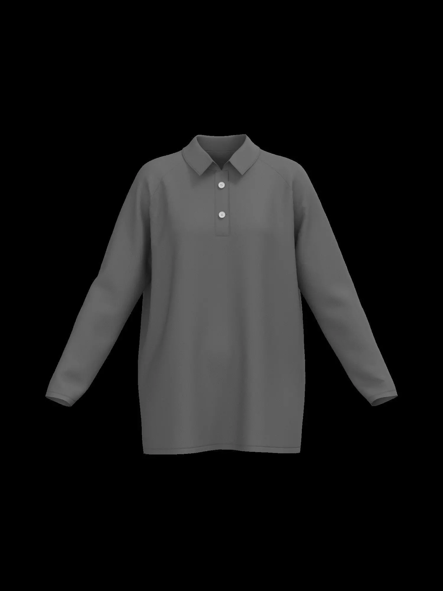 Female oversized raglan polo longsleeve 3D model_0
