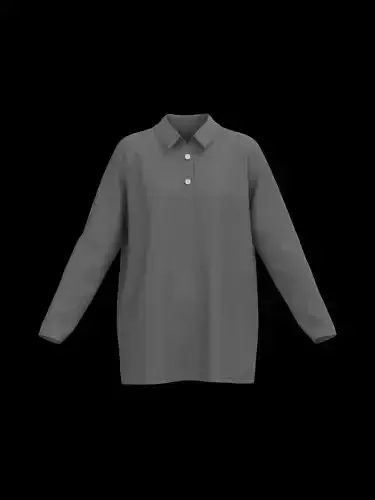 Female oversized raglan polo longsleeve 3D model