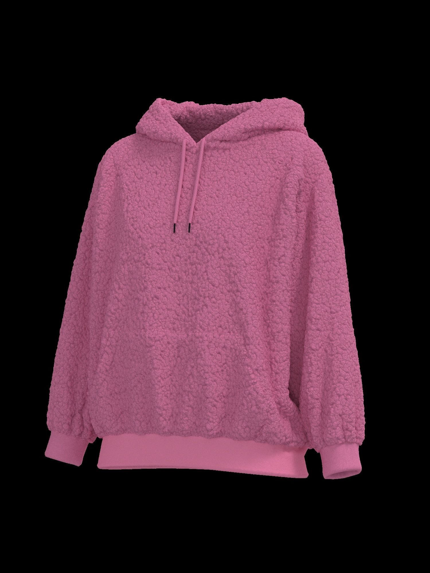Female oversized raglan hoodie 3D model_7