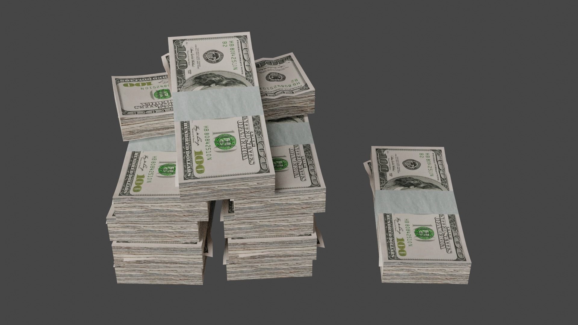 100 Dollar Bill Pack 3D model_14