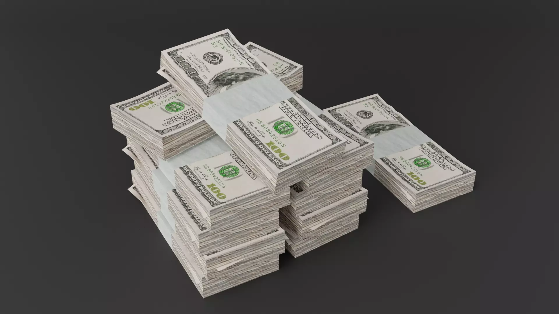100 Dollar Bill Pack 3D model_0