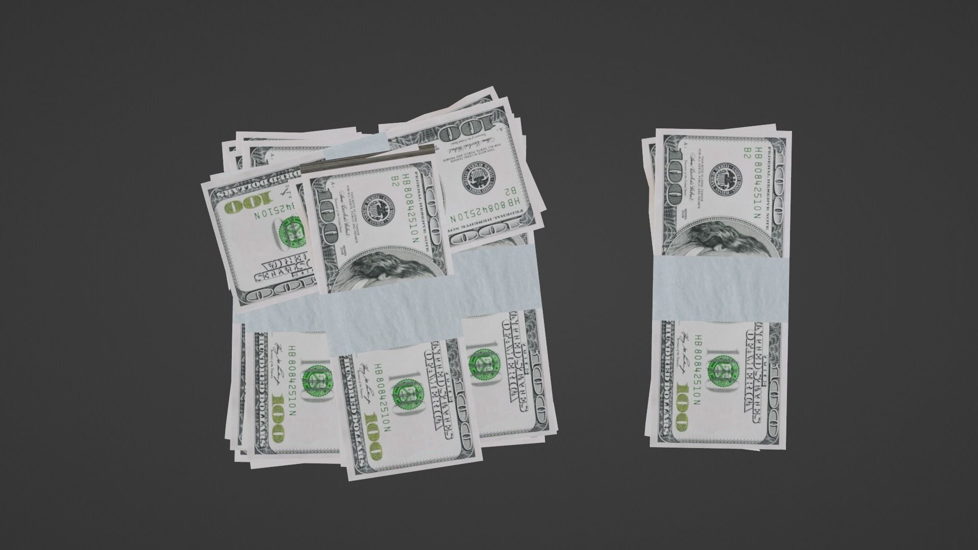 100 Dollar Bill Pack 3D model_15