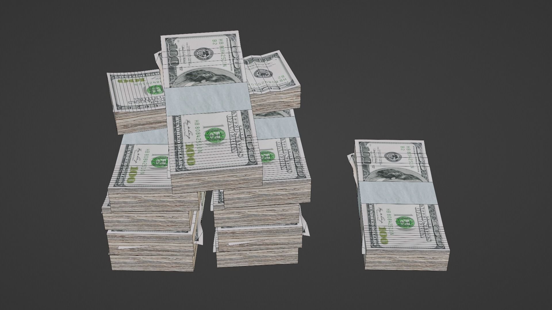 100 Dollar Bill Pack 3D model_13