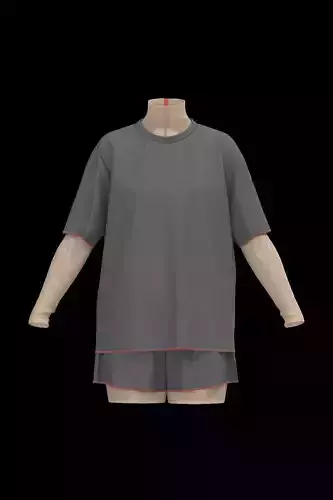 Female oversized tshirt  overalls  short LOOK