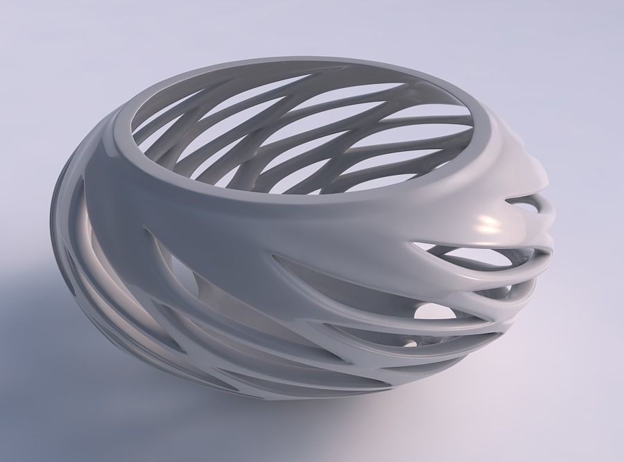 Bowl compressed with smooth beveled edges and extruded top tw... 3D print model_0