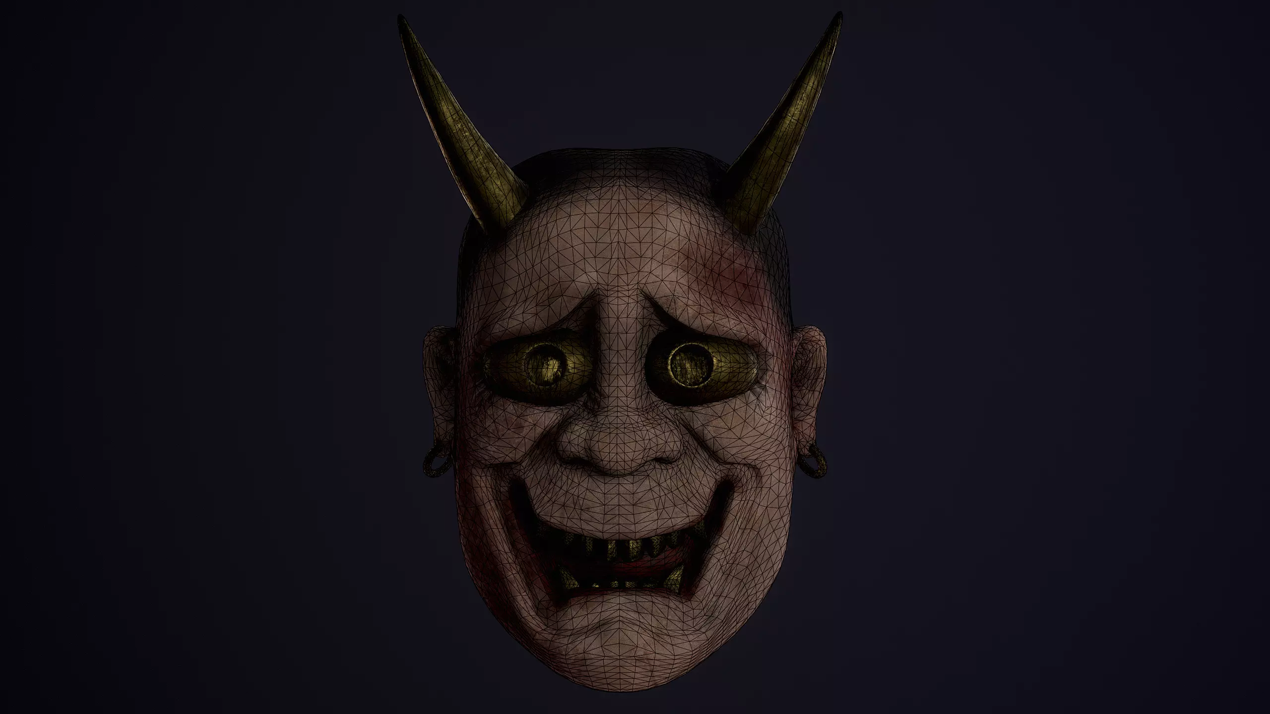 Hanya mask Low-poly 3D model_8