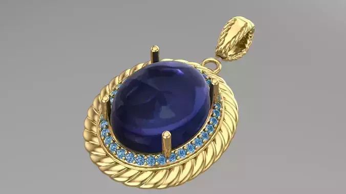 oval pendant with diamond all around