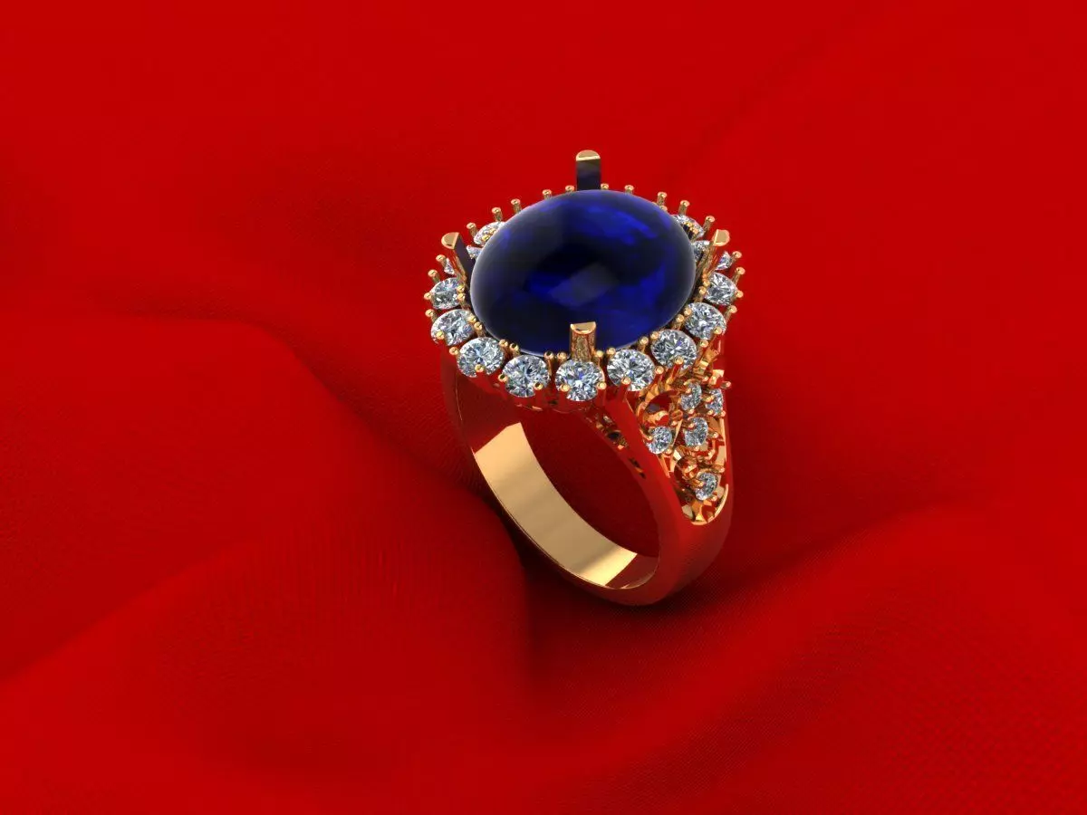 Gemstone Diamond Ring R6 3D print model_0