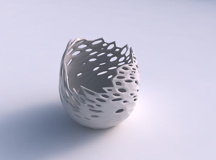 Bowl compressed 3 with twisted smooth crystal skin with holes 3D print model_0