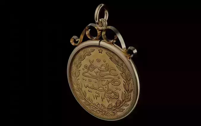 turkish arabic  100 Kurus gold coin frame mount bezel