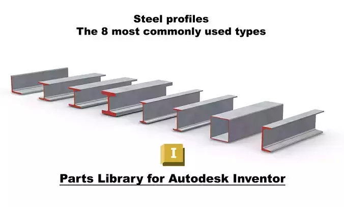 Steel Profiles - CAD Library for Autodesk Inventor 3D model