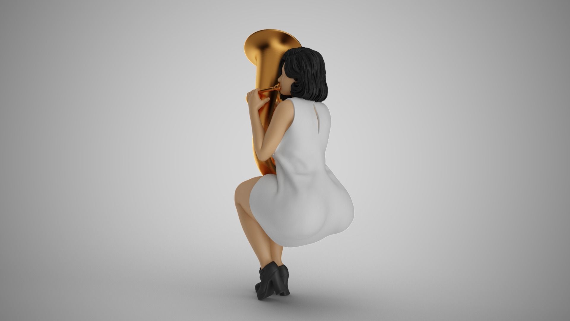 Woman Playing Tuba 3D print model_13
