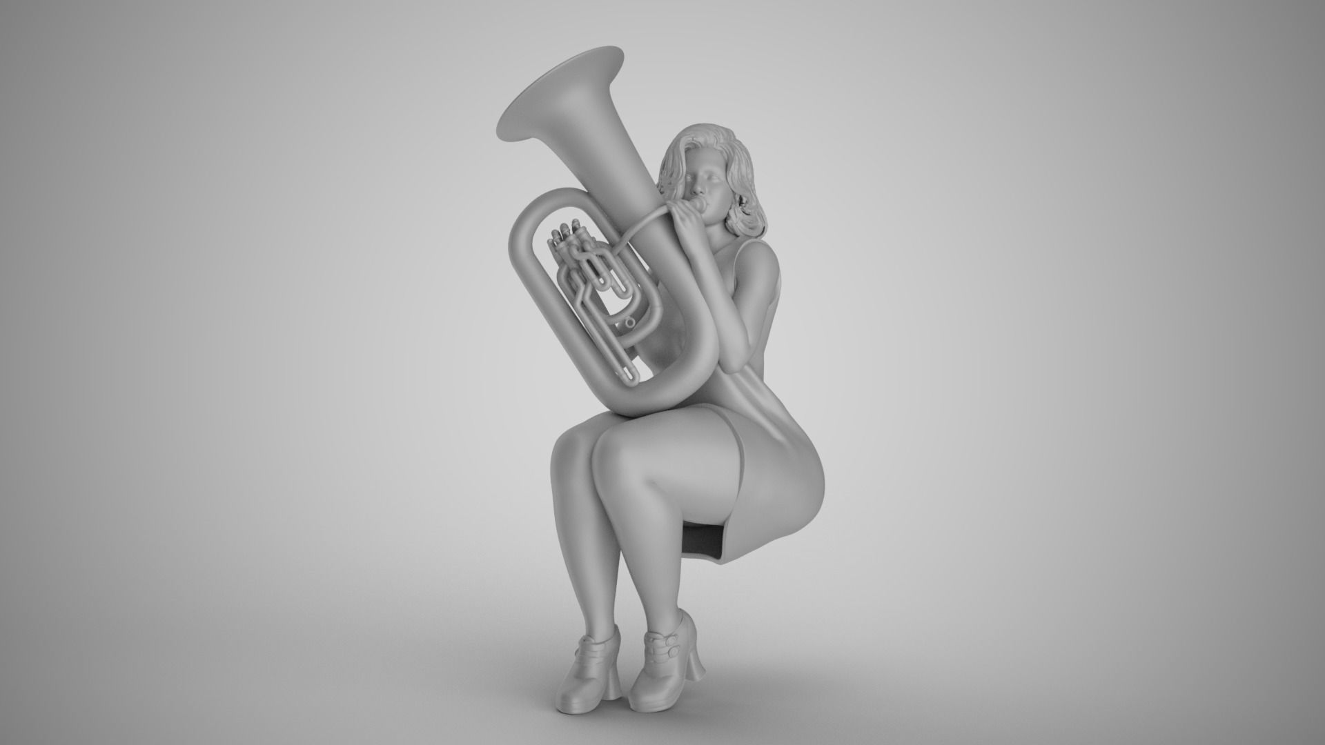 Woman Playing Tuba 3D print model_17