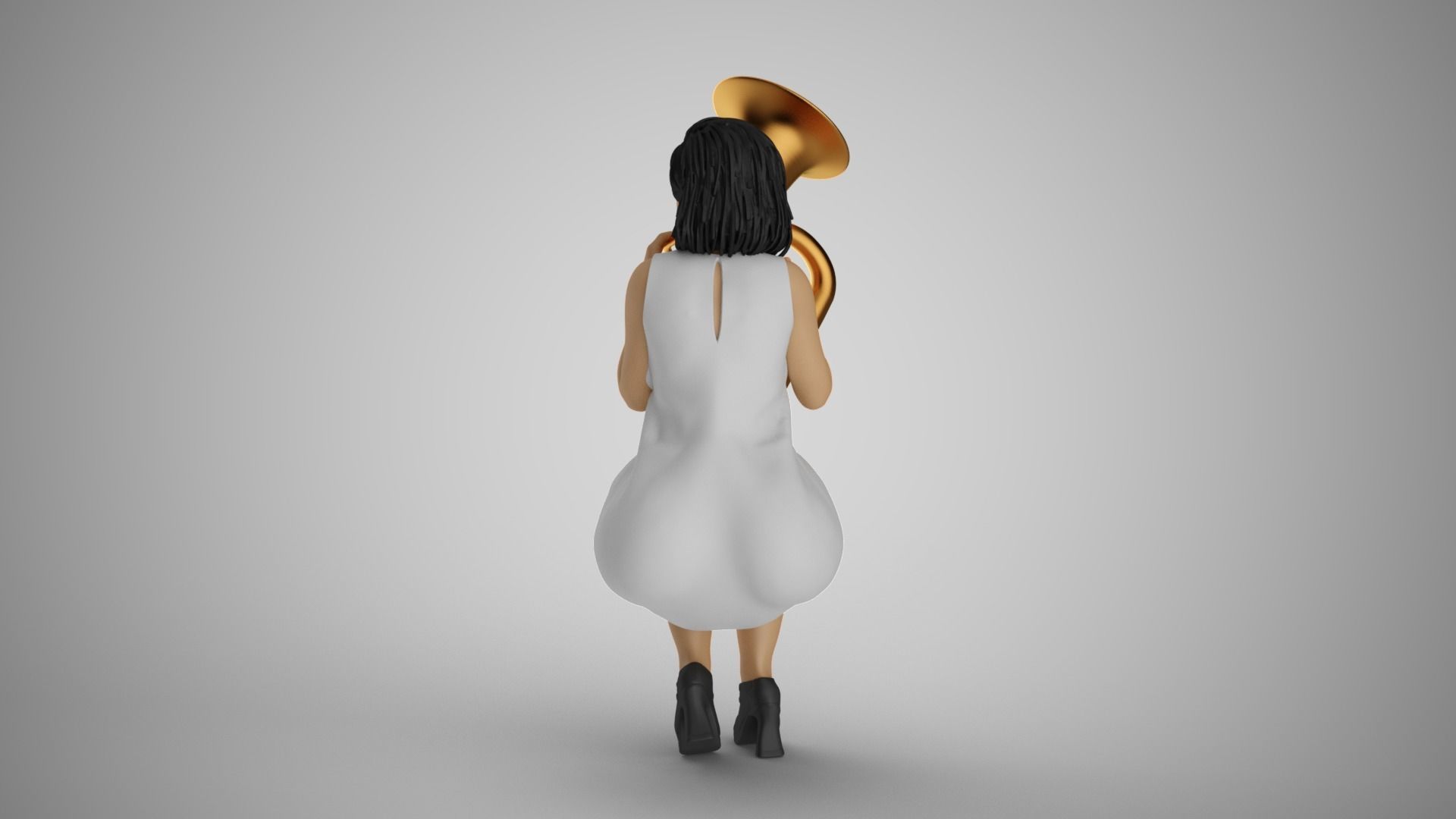 Woman Playing Tuba 3D print model_8