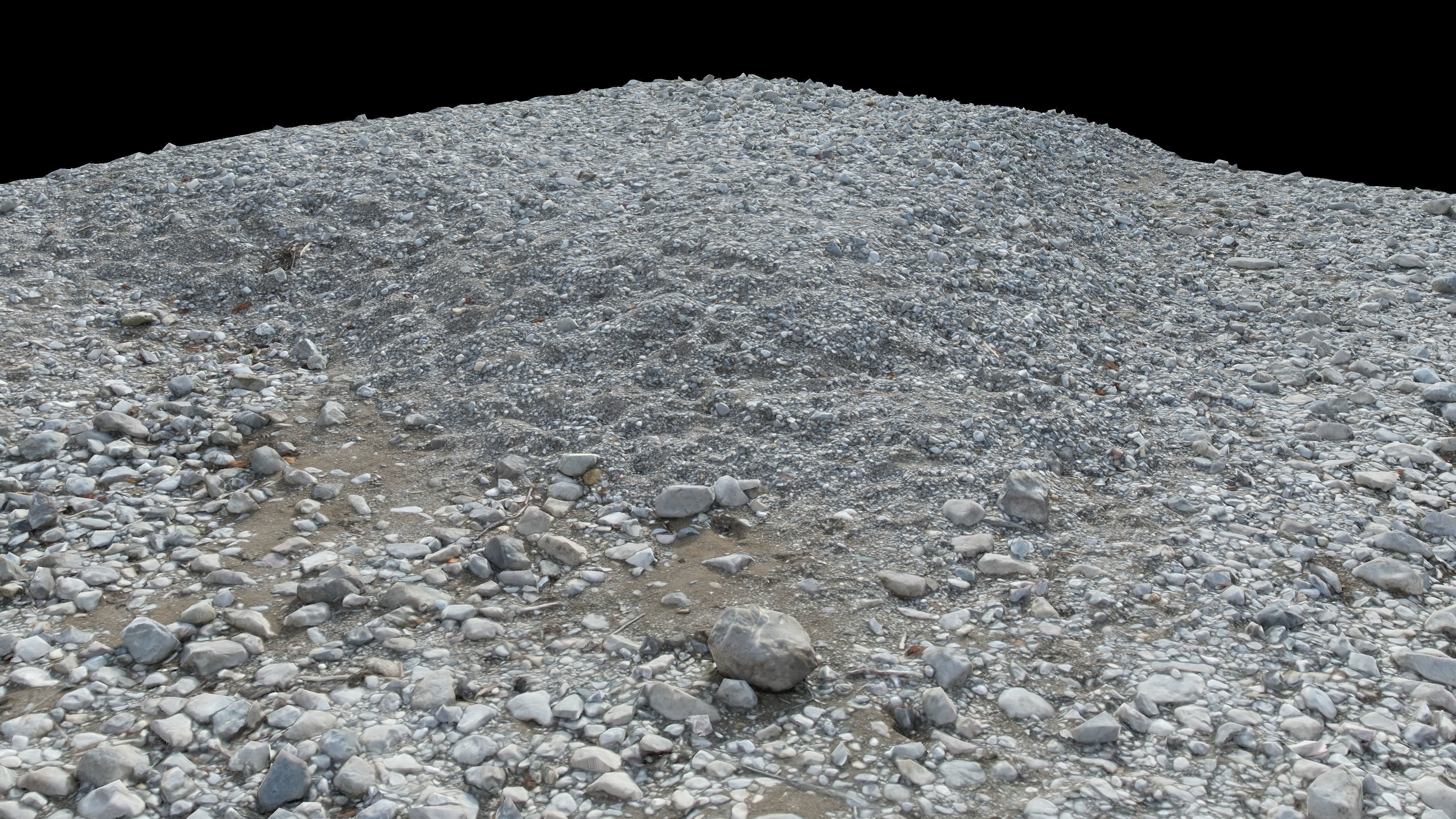 Alpine river fine gravel embankment Low-poly 3D model_14