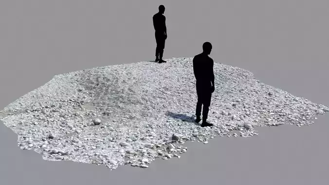 Alpine river fine gravel embankment Low-poly 3D model