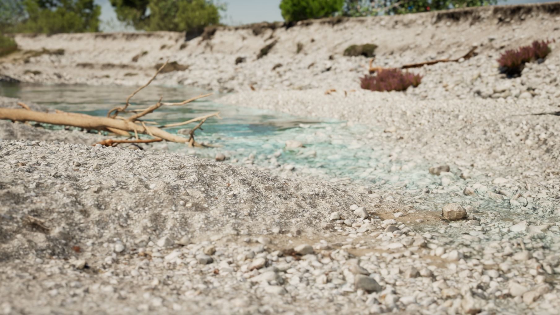 Alpine river fine gravel embankment Low-poly 3D model_18