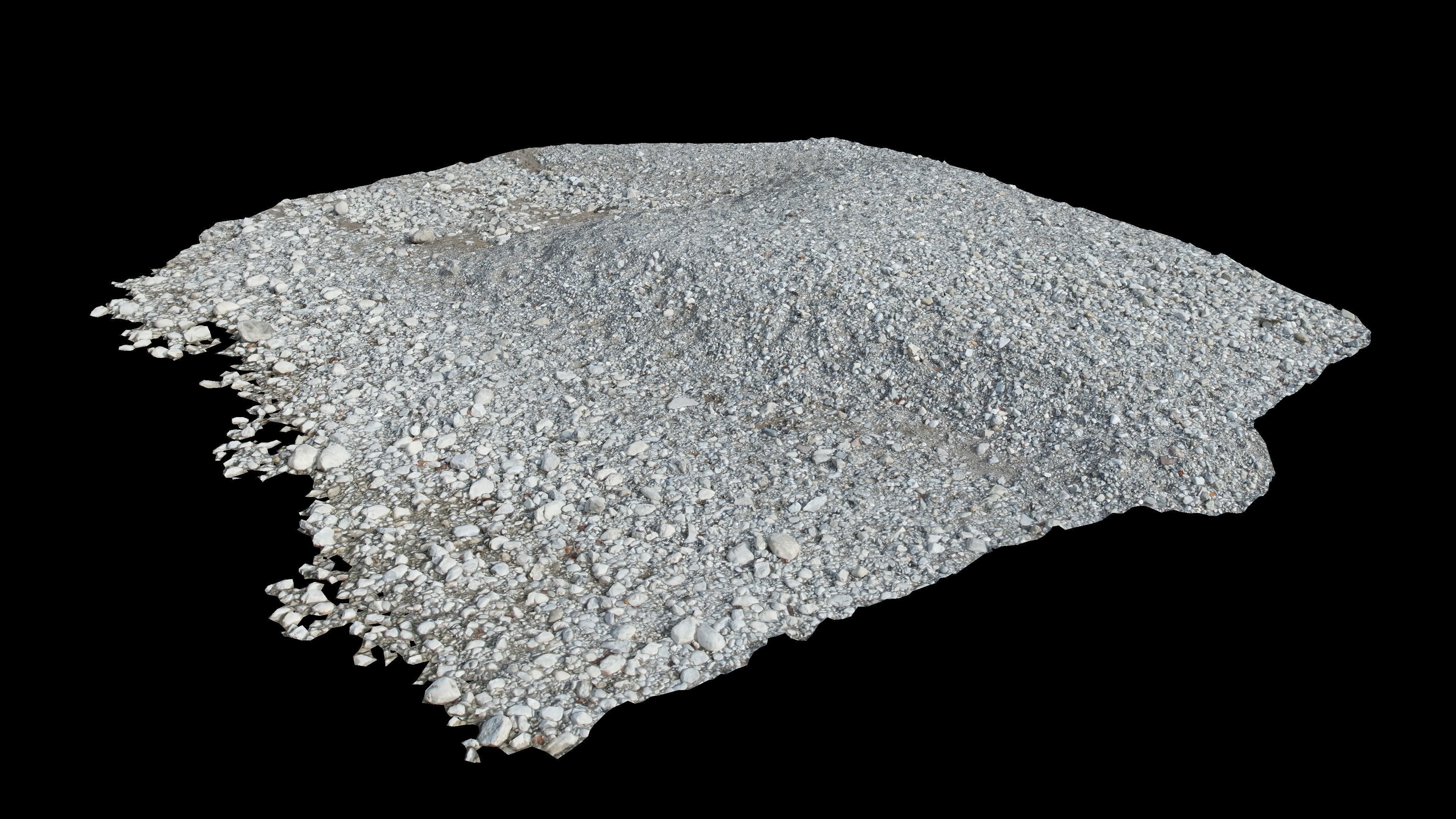 Alpine river fine gravel embankment Low-poly 3D model_7