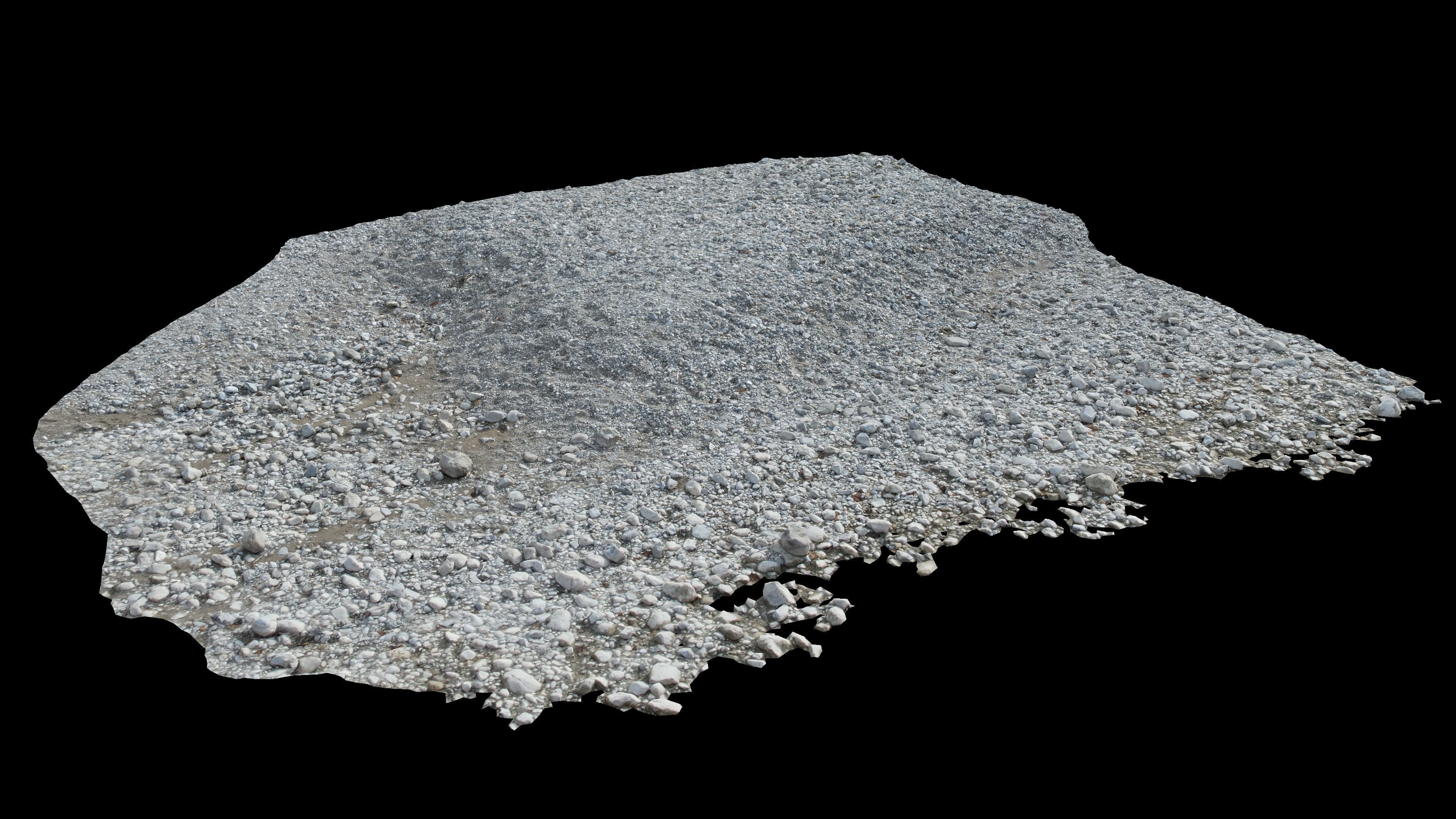 Alpine river fine gravel embankment Low-poly 3D model_3